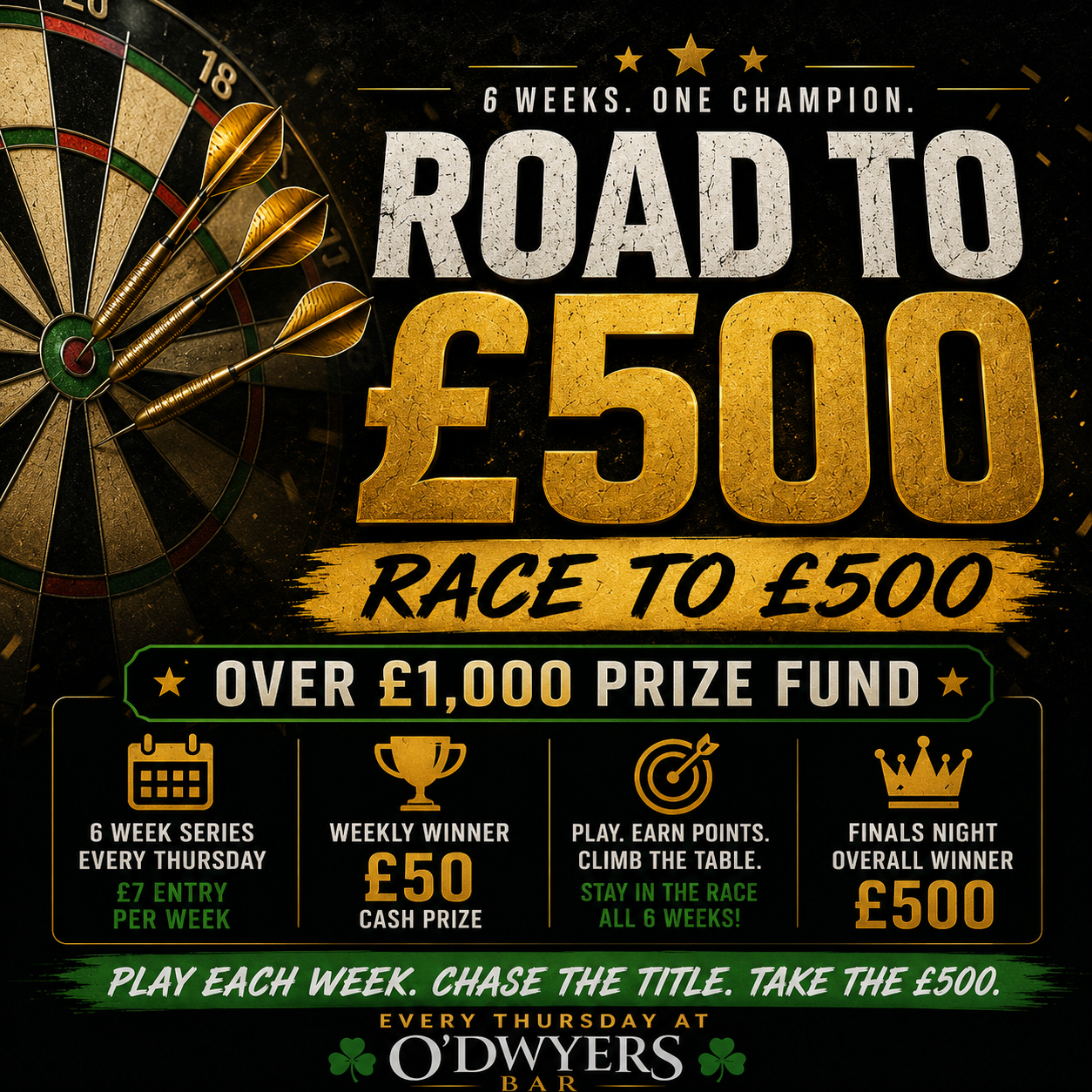 DARTS - Road to £500 (6 Weeks Entry)